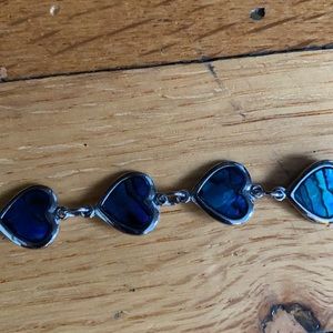 Silver tone and Blue Enamel Bracelet